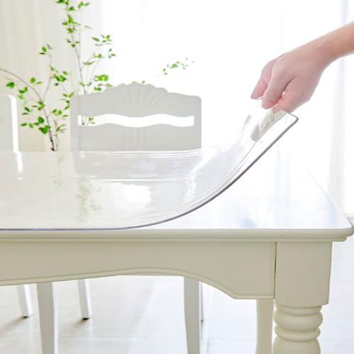 Nappe en PVC transparent de 1,5 mm pour protection de table à manger et de bureau de maison