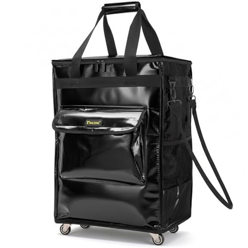 BALEINE Reusable Grocery Bags on Wheels Rolling Tote Bag Shopping Trolley Large Backpack Shopping Carts for Groceries (20x15.5x25.5 Black)