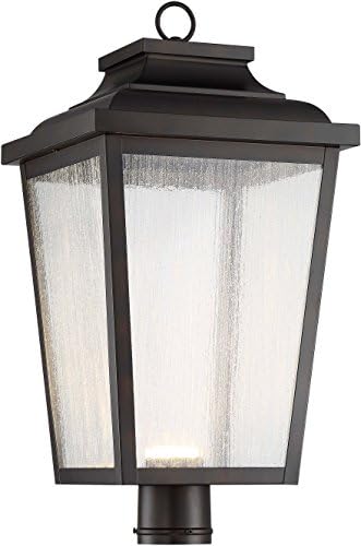 THE GREAT OUTDOORS Irvington Manor LED XL Post Mount Light in Chelesa Bronze Finish with Clear Seeded Glass