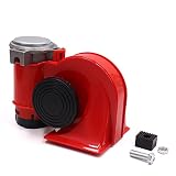 Voltaje: DC 12V sourcing map Bocina Nautilus Coche 139dB 2Sonidos de Bomba de Aire eléctrica Rojo