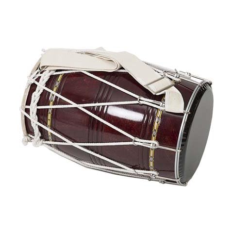 JAS Medium Dhol Drum, Stained, Knotted Cover