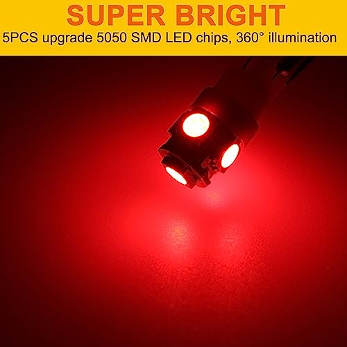 Bombillas LED Rojas T10 para Panel de Auto, Pack de 10 miniatura 6