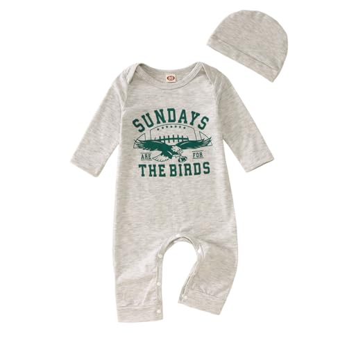 CM C&M WODRO Newborn Baby Boy Girl Football Outfit Sundays We Watch Football with Daddy Jumpsuit Funny Infant Romper Onesie