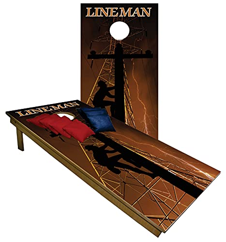 Premium Cornhole Set -Lineman - Tailgate Cornhole Boards w Set of 8 Cornhole Bags For Indoor & Outdoor Toss Game Competition's & Tournament's