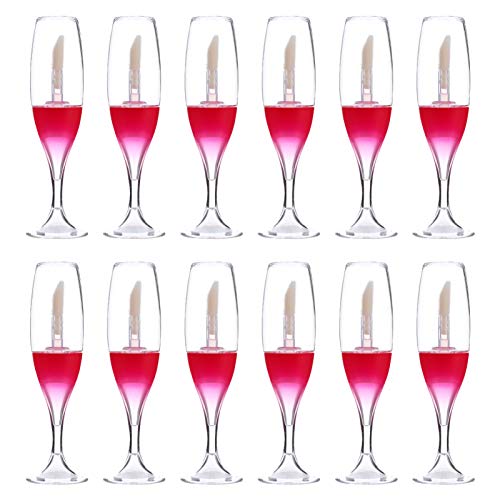 minkissy 12pcs Wine Glass Shaped Refillable Lip Gloss Tubes Lip Color Containers for Travel Business Lightweight Portable Sample Bottles