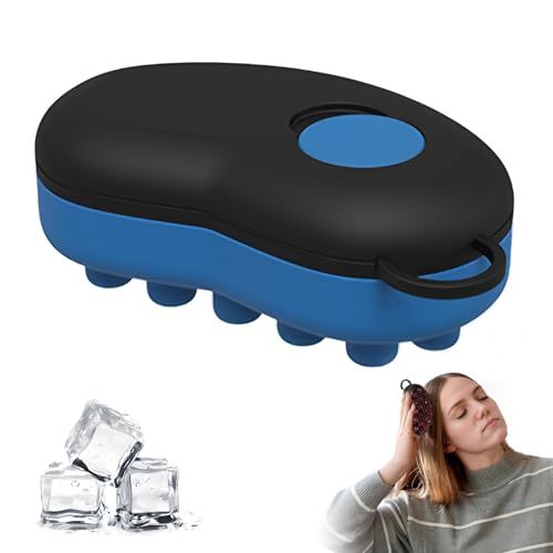Kabwea 1 pièce brosse à massage du cuir chevelu noire et bleue, massage de la tête, appareil de massage de la tête, thérapie par le froid, brosse en silicone pour shampoing