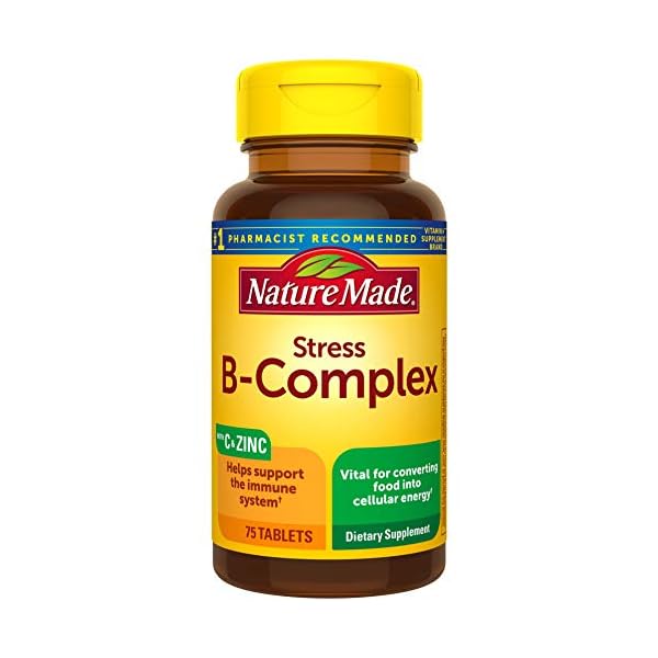 Nature Made Stress B Complex with Vitamin C and Zinc, Dietary Supplement for Immune Support, 75 Tablets, 75 Day Supply