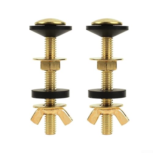 Jonikuper 2 PCS Toilet Tank to Bowl Bolts Close Coupling Bolts with Fastening Nut Screw in Brass, Fit for Standard Toilets(A)