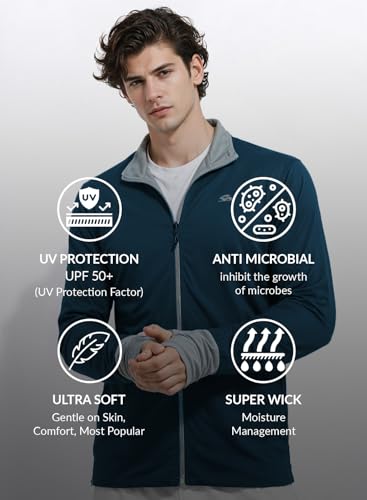 Image of ADRO Sunscreen Jacket for Men UV Sun Advanced Protection Running Jackets For Mens Biker Jackets with Zipper Sports jacket for men