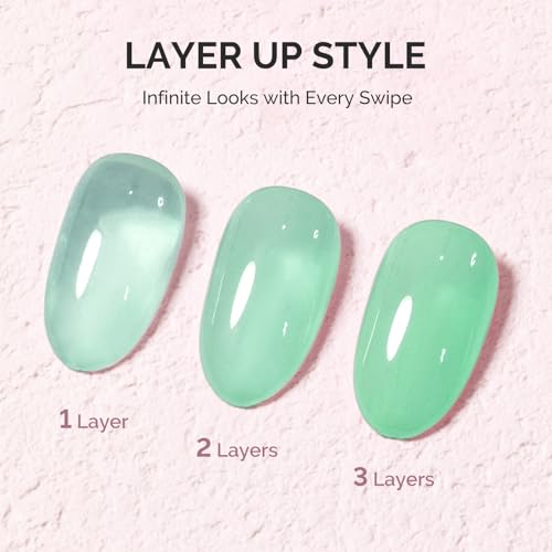 Image of MelodySusie Milky Green Gel Nail Polish, 0.5Fl.oz Jeweliver Milky Gel Polish Light Sage Green Pastel Color Soak Off UV LED Gel Polish Nail Art Design Manicure Gift for Girls Salon DIY At Home JFR58