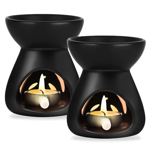2pcs quemador de vela de cerámica, quemadores de aceite esencial, quemador de aceite con cuchara de vela, lámpara de perfume lámpara aromática difusor de aroma para dormitorio, oficina, hogar