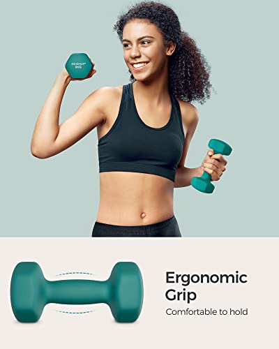 SONGMICS Set of 2 Dumbbells, 2 x 3 kg Hand Weights with Neoprene Coating, Hexagonal Dumbbells Pair, Home Workout, Fitness Training Exercise, Teal Blue SYL906Q01 - Image 3