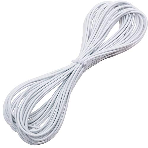 Huouo 1/8 Elastic Bungee Shock Cords 25 Feet Marine Grade Kayak Heavy Stretch String Rope & Tie Down Trailer Straps for DIY Projects White