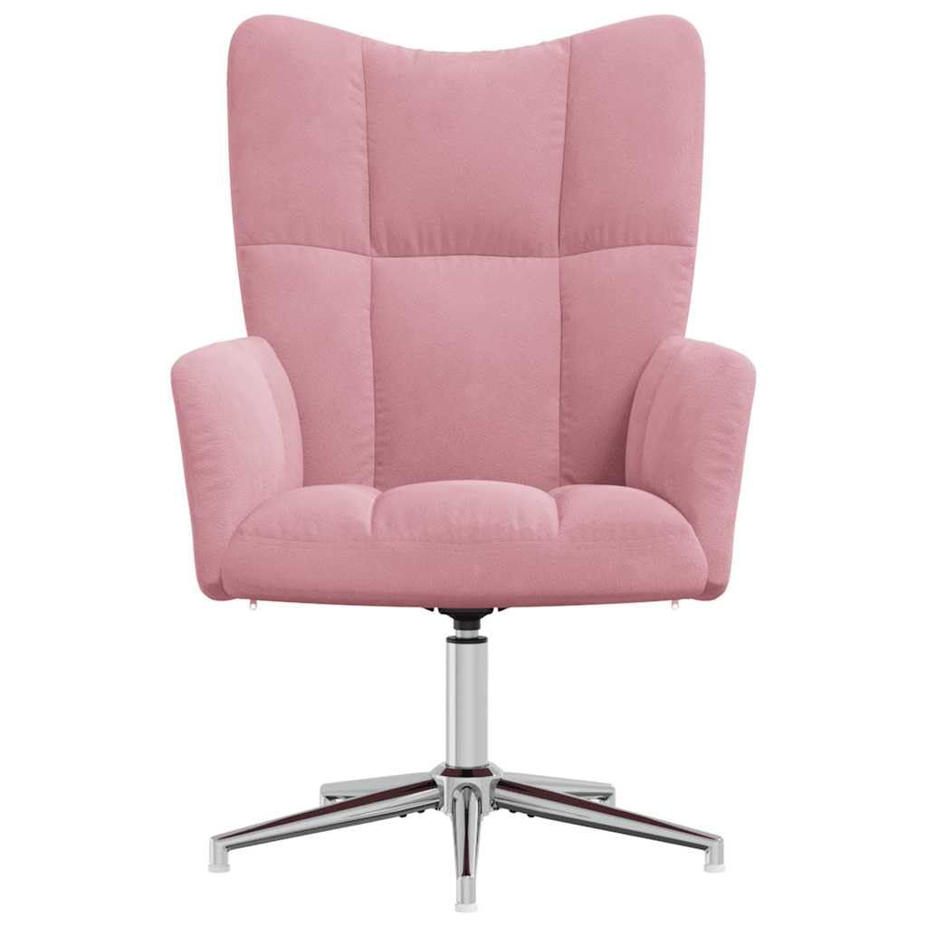 Sillón de relax de terciopelo rosa, sillón giratorio con estructura de acero, acogedora silla acento para salón y dormitorio, rotación de 360°, diseño moderno