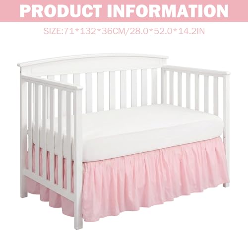 Falda para cuna de 28x52 pulgadas con volantes de algodón para cama de bebé 6
