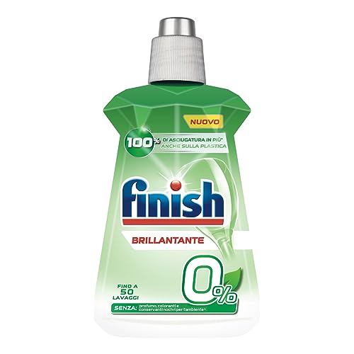 Finish Brillantante Lavastoviglie, 1 Prodotto da 250 ml di Brillantante 0%, Additivo Lavastoviglie per Stoviglie Splendenti e Asciutte
