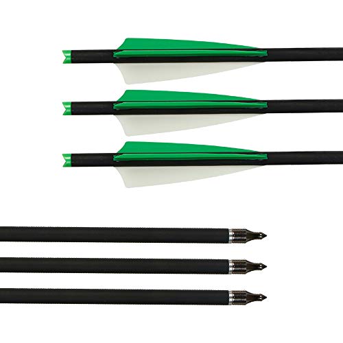Carbon Crossbow Bolts 20 Inch Hunting Archery Arrows For Outdoor Practice，Removable Tips (Pack Of 12) (20 In Green And White) #TOP5