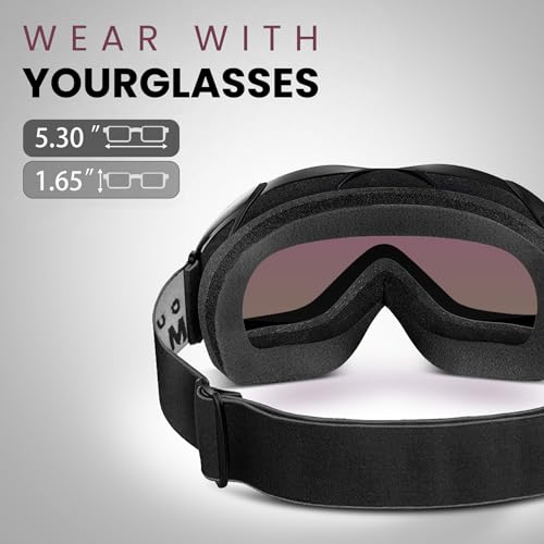 Image of OutdoorMaster OTG Ski Goggles - Over Glasses Ski /Snowboard Goggles for Men, Women & Youth - 100% UV Protection (Black Frame + VLT 15.6% Blue Lens)