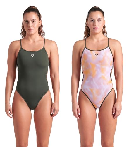 Arena Women's Performance Allover Reversible Challenge Back Swimsuit Pool Bathing Suit2