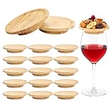 15 Stück Weinglas-Charcuterie-Topper, 10,2 cm, Holz, rund, Doppelnutzung, Mini-Charcuter-Bretter, Vorspeisenteller für Restaurants, Bars, Familienfeiern