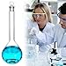 QWORK 500ml Volumetric Flask with Glass Penny Stoppers, Borosilicate Glass Precision Laboratory Measuring Glassware