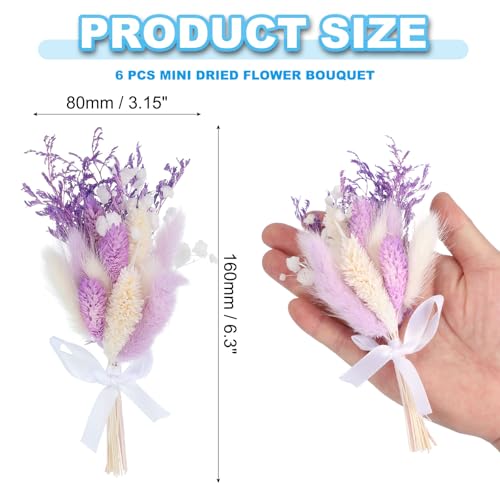 Ramo Mini Flores Secas PATIKIL 6 piezas Morado miniatura 2