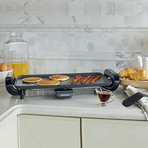 Kenmore Non-Stick Electric Griddle with Removable Drip Tray, Black, 10" x 18" Cooking Surface, Compact Countertop Cooking, Grill, Saute, Fry - Image 3