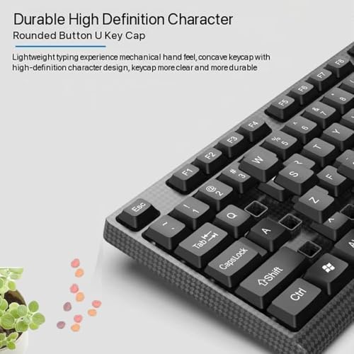 Image of Guiheng Wired Computer Keyboard, Plug Play USB, Large Number Pad, LED Indicators，Ergonomic, Foldable Stands,Anti-Wear Letters Full Size Keyboard,for Windows Mac PC Laptop-Black
