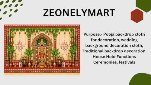 Image of Govinda backdrops | Lord Srinivasa Govinda Stage Backdrop with Hanging Flower Garlands, Wedding Backdrop 8x8 Feet | varalakshmi Backdrop Cloth for Decoration Pooja
