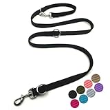 Dog Leash-Multifunctional Double Ended,for Obedience Training Or Distance Work Easy to Use,Lightweight,Soft&Durable Convertible Hands Free,Crossbody,Over Shoulder (Black, 2M*2.5CM)