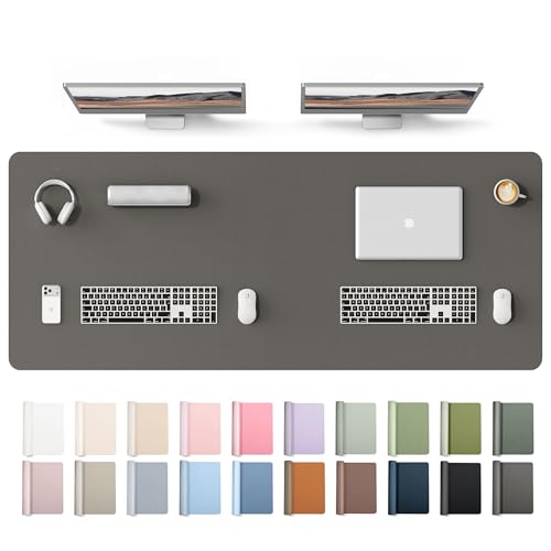 Image of YSAGi Leather Desk Protector, Office Mat, Large Mouse Mat, Non-Slip PU Leather Blotter, Laptop Desk Mat, Waterproof Writing Pad for Office and Home(Dark Grey, 63 inch x 24 inch)