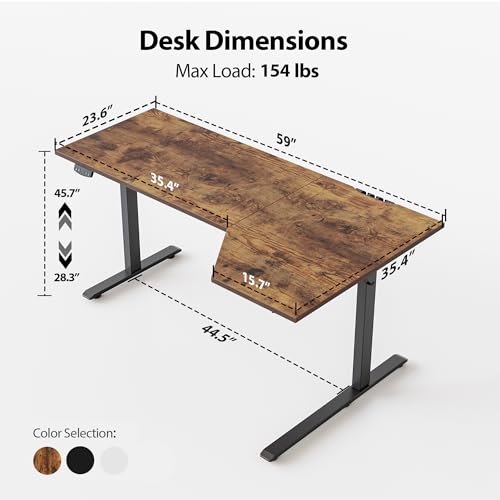 Image of Mericonia L-Shaped Standing Desk with Cable Management, Corner Stand Up Desk, Electric Adjustable Computer Desk for Home Office Work