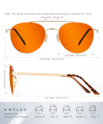 Image of ANYLUV Blue Light Glasses for Men, Circular Frame Single Brow Bridge Design Campus Style Glasses Anti Eyestrain for Screen