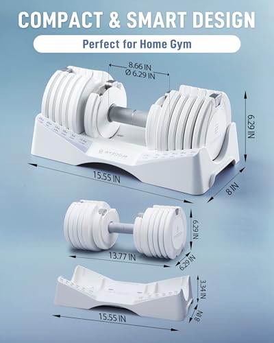 Image of BYZOOM FITNESS Pure Series Adjustable Dumbbell - 12.5 /25 /27.5 /50 /55 /75lb - ONE UNIT OR PAIR(check QTY before purchase) - 5-in-1 / 10-in-1 / 15-in-1 / 21-in-1 Flexible Hand Weights for Home Apartment Garage Gym, Strength Training & Fitness Workouts, White OR Black