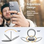 JETech Cell Phone Ring Holder, 360 Degree Rotation Metal Finger Grip Adjustable Cellphone Stand for Magnetic Car Mount, Compatible with iPhone, Galaxy, Pixel and More Smartphone (Black)