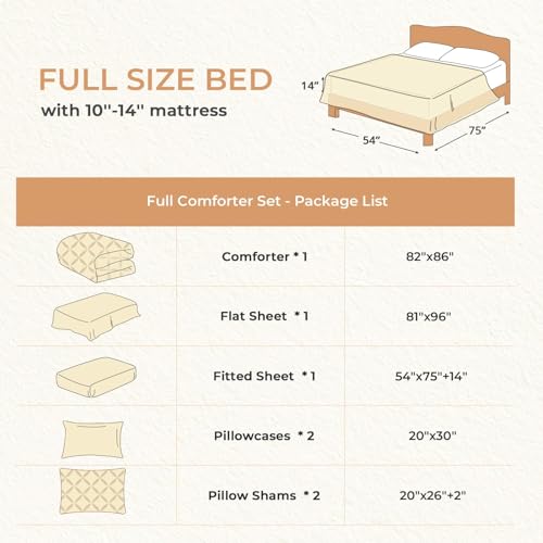 Image of Sasttie Full Size Comforter Set, 7-Piece Bed in a Bag, Pintuck Bedding Set for All Season, Includes Comforter, Flat Sheet, Fitted Sheet, Pillowcases and Pillowshams, Light Sage Green