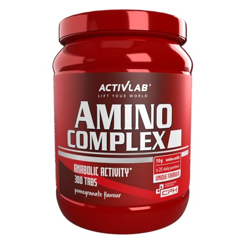 Activlab Amino Complex 300 Tabletten, Granatapfel Geschmack, BCAA, Arginin, Muskelmasse, Molkenproteinhydrolysat, Geflügelproteinhydrolysat, Eialbumin und Molkenproteinkonzentrat