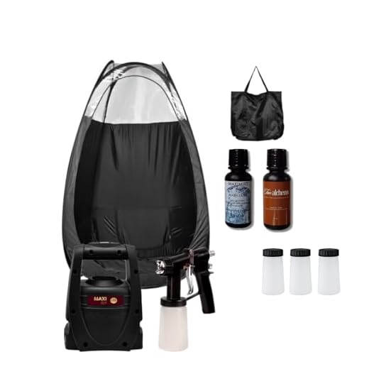 MaxiMist Lite Plus Sunless Spray Tanning KIT Tent Machine HVLP Airbrush Tan Maximist BLK