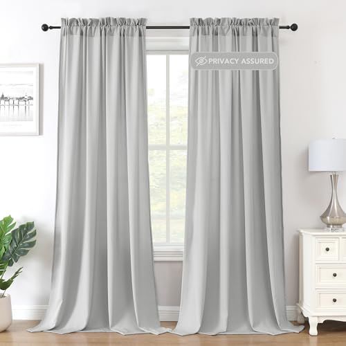 H.VERSAILTEX Sheer Curtains 95 inches Long Non-See-Through Farmhouse Curtains for Living Room Light Filtering Semi Sheer Panels for Bedroom Privacy Window Drapes 2 Panels Rod Pocket, Grey by H.VERSAILTEX - Used condition - US$5.24