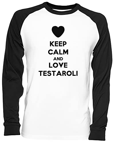 Keep Calm And Love Testaroli Bianca Unisex Maglietta da Baseball Dimensioni L White Unisex Baseball T-Shirt Size L