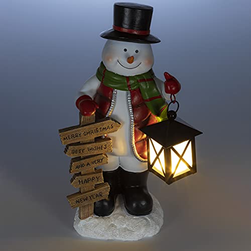 Vp Home Glowing Lantern Snowman Decor Figurines Resin Snowman Lighted Christmas Decoration,Led Holiday Light Up Snowman Decorations Festive Fiber Optic Snowman Figurines #TOP2
