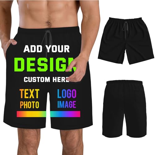 Custom Men's Lightweight Shorts - Workout Fashion with Pockets Personalized Name Breathable - Small Gray