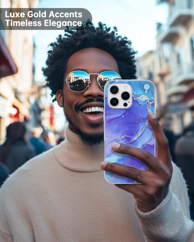 Coque iPhone 16 Pro Max MagSafe marbré bleu chic et antichoc