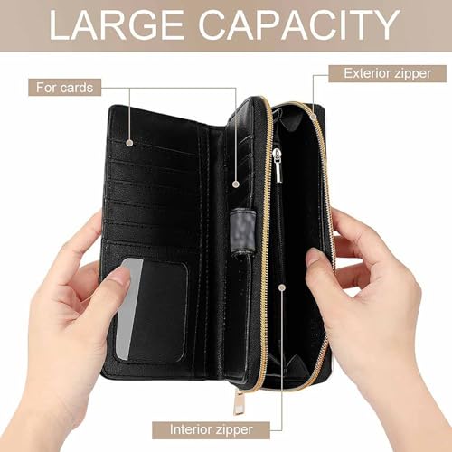 Bear Leather Wallet Long Checkbook Wallets Classic Bifold Ladies Clutch with ID Window4