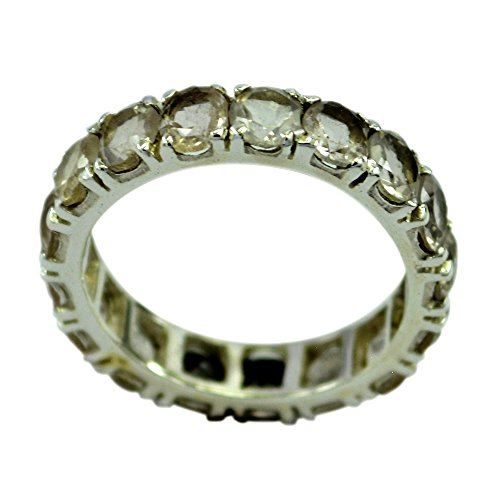 Bague en Quartz Rose et argent sterling fait main avec serti barre élégant