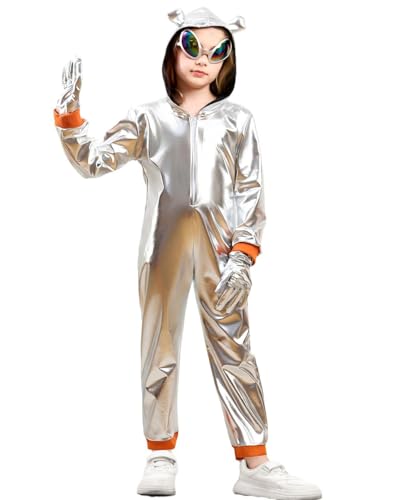 Disfraz completo de alienígena plateado para niños 5-6 años miniatura 3