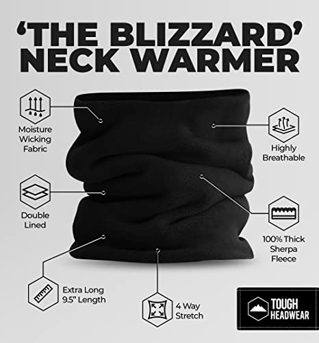 Neck Warmer - Winter Fleece Neck Gaiter & Ski Tube Scarf For Men & Women - Cold Weather Face Cover, Mask & Shield For Running, Skiing, Snowboarding - Ultimate Comfort, Thermal Retention (Black) #TOP2