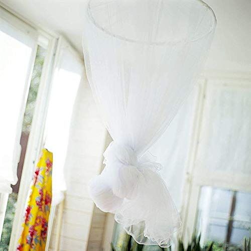 Morden Ms Bed Canopy Netting For Single To King Size, Mosquito Net Princess Round Hoop Hanging Curtain Netting, Round Hoop Sheer Fit Crib, Twin, Full, Queen（White） #TOP6