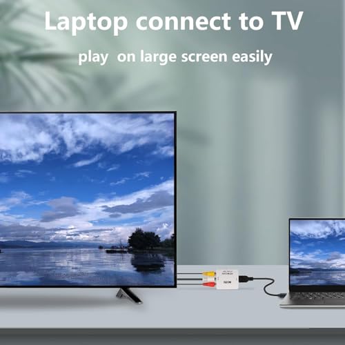 Image of Mini HDMI to AV Converter, 1080P HDMI to RCA CVBS Adapter with USB Power Cable, Video Audio Converter for TV, Projector, DVD, Set Top Box (White)