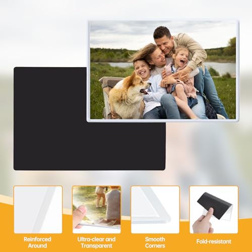 FRETONBA 10 Stück Magnet Bilderrahmen, 16,5 x 11,5 cm Fotomagnete Selbst Gestalten, Kühlschrankmagnete Fototaschen für Fotos Postkarten, Weiß